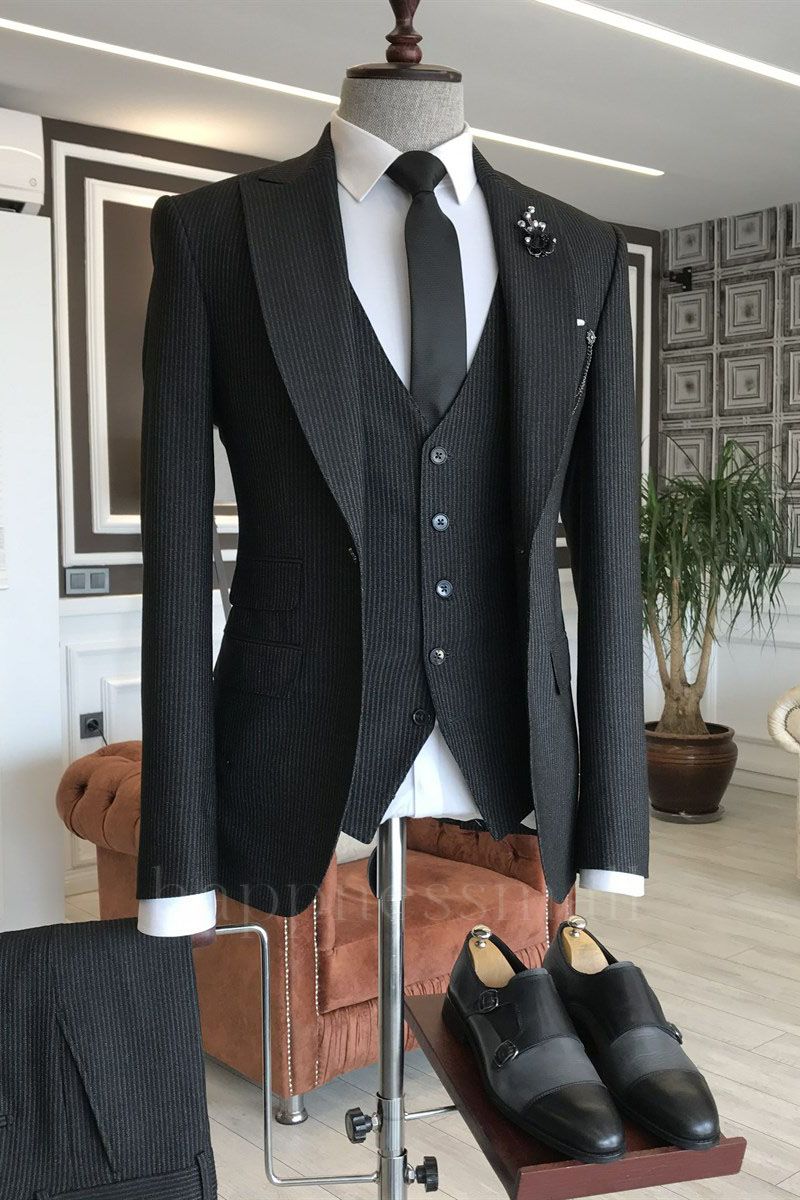 Legend Gentle Black Velvet With Button Formal Business Slim fit Men Suits
