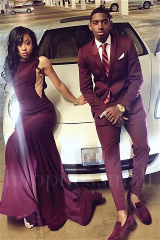 Gideon Stylish Burgundy Slim Fit Two Pieces Bespoke Prom Men Suit
