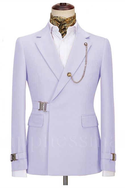 Fashion Lavender Notched Lapel Men Suits For Business | Prom with Buckle
