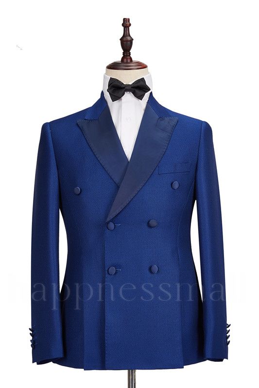 Unique Royal Blue Double Breasted Two-Piece Business men Suits