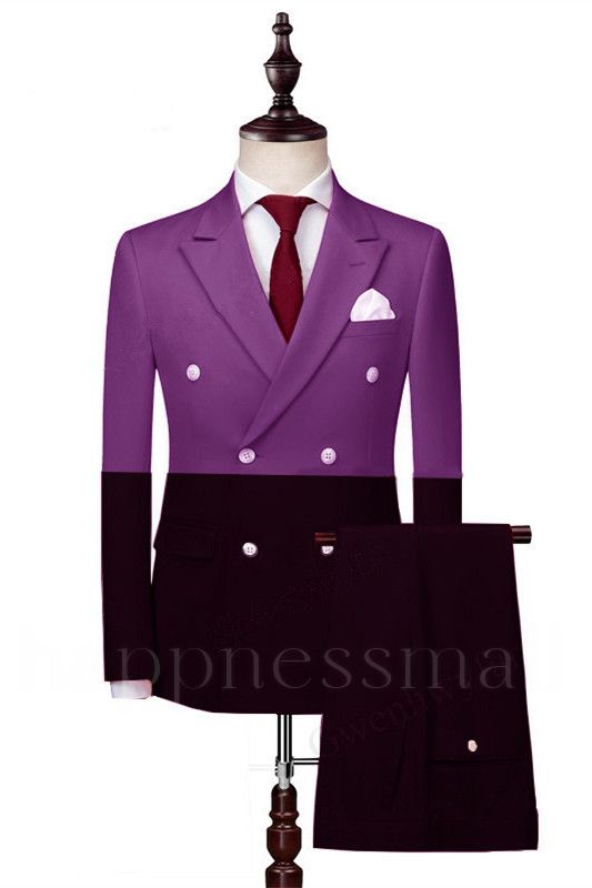 Unique Double Breasted Peaked Lapel Prom Men Suits