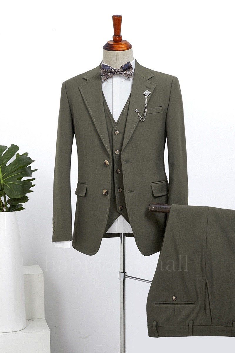 New Arrival Dark Green 3 Pieces Slim Fit Bespoke Business Suit