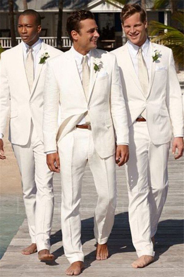 Cassian Stylish White One Button Slim Fit Shawl Lapel Groomsmen Suits