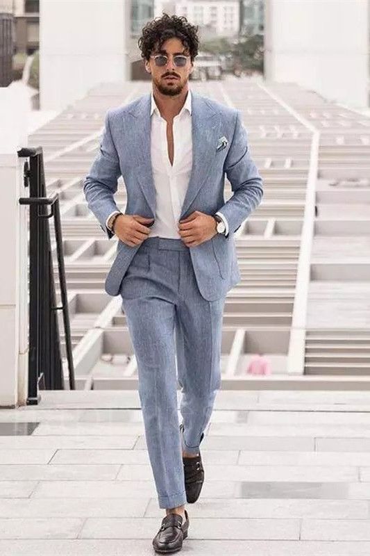 Chloe Stylish Silver Slim Fit Peaked Lapel Men Suits Online