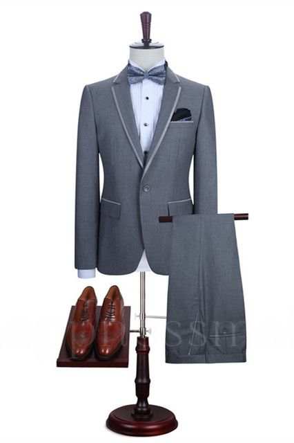 Damien Light Gray Custom Formal Notch Lapel Men'S Business Suit