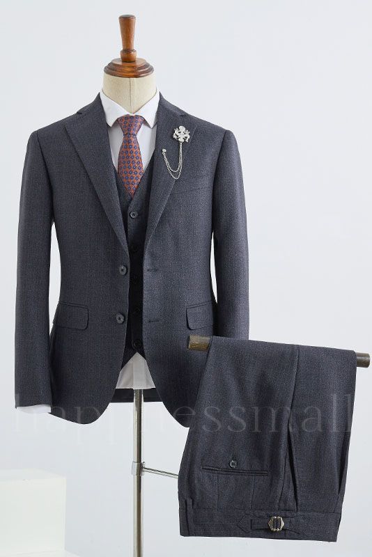 Liam New Arrival Dark Gray 3 Pieces Slim Fit Formal Menswear