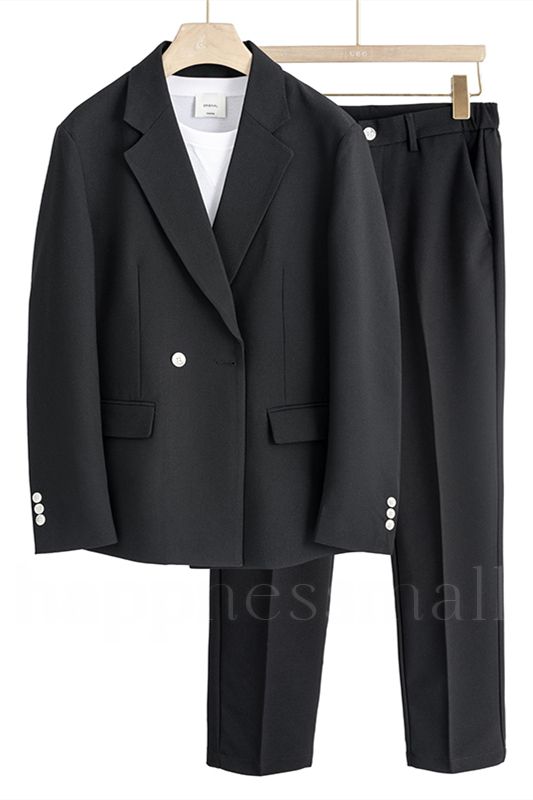 New Comfortable Loose Black Notched Lapel Men Suits For Summer | Happnessmall