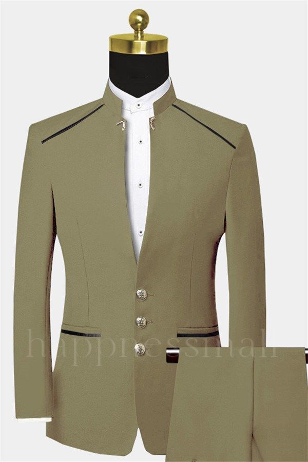 High-Quality Business Gerardo Mandarin Collar Suit | Two Pieces Men Suits for Prom
