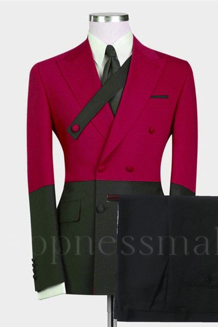Chic Red And Black Bespoke Slim Fit Men Suits for Prom