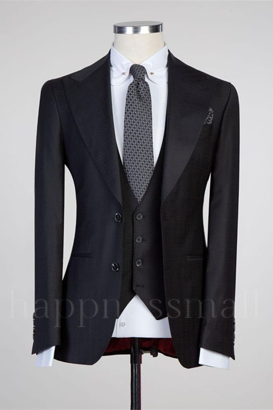 Classical Simple Black Peaked Lapel Fashion Slim Fit Formal Men Suits | Prom Suits