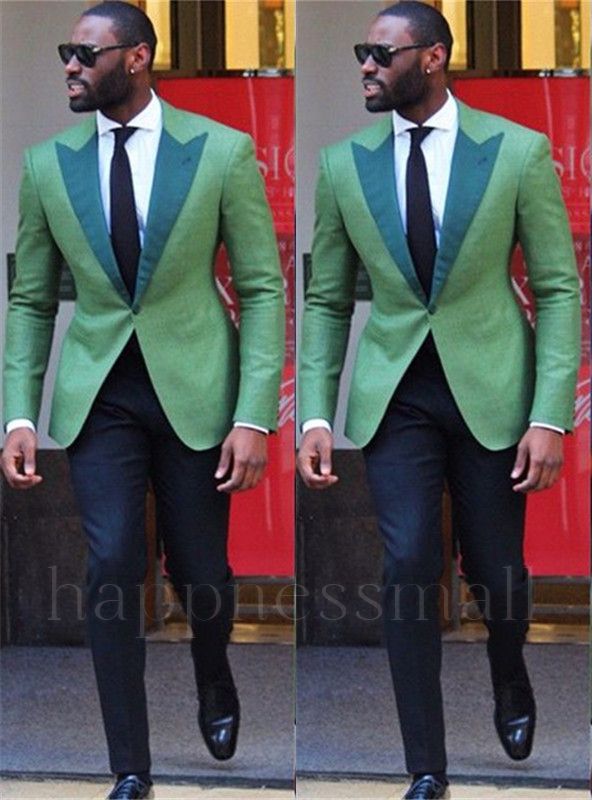 Ethan Stylish Green Peaked Lapel One Button Slim Fit Mens Suit