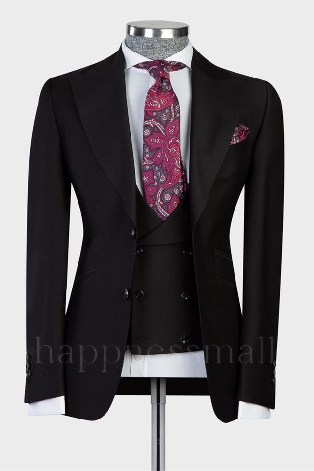 Fashionable New Black Lapel Business Men'S Suit | Happnessmall