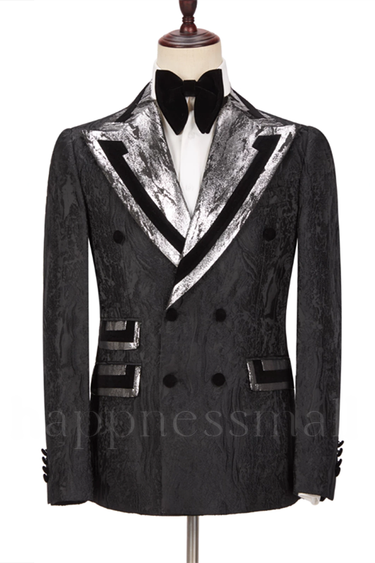 Samuel Special Design Black Peaked Lapel Double Breasted Men Suits Online