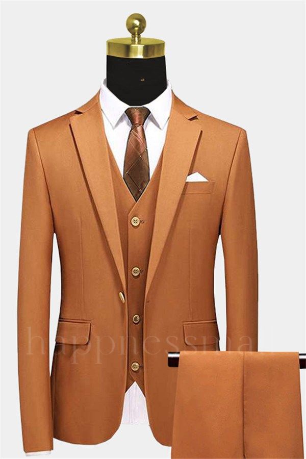 Wilder Classic Burnt Orange Slim fit Men Suits with 3 Pieces