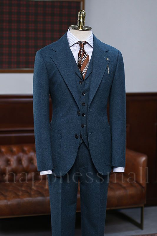 Amaury New Arrival Navy Blue Notched Lapel Slim Fit Custom Business Suit