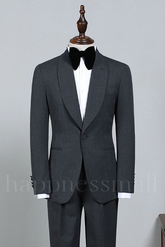 Jameson Traditional All Black One Button Slim Fit Wedding Suit For Grooms