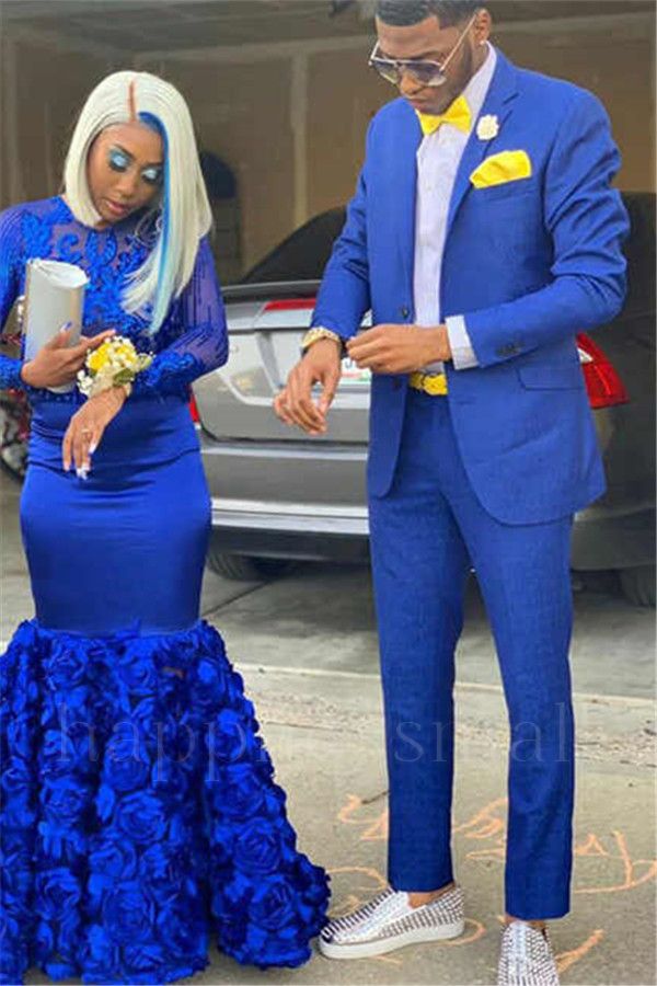 Stellan Simple Royal Blue Slim Fit Notch Lapel Prom Men Suits