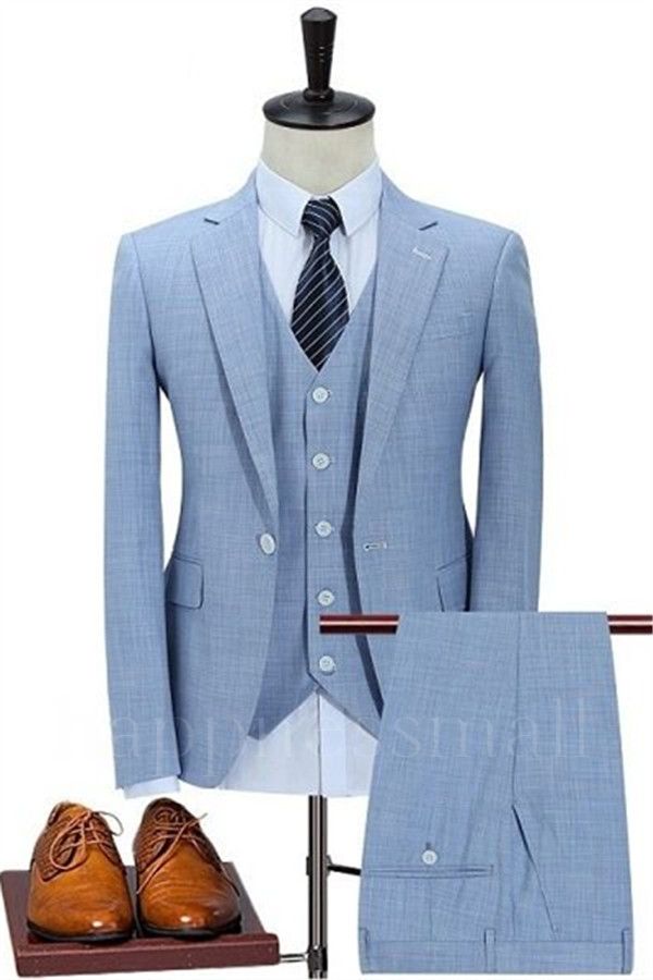 Popular Sky Blue Business Men Suits |Notched Lapel Slim Fit Tuxedo for Men