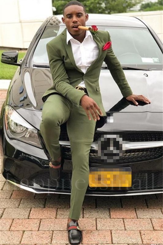 Uriah Handsome Green One Button Slim Fit Men Prom Outfits