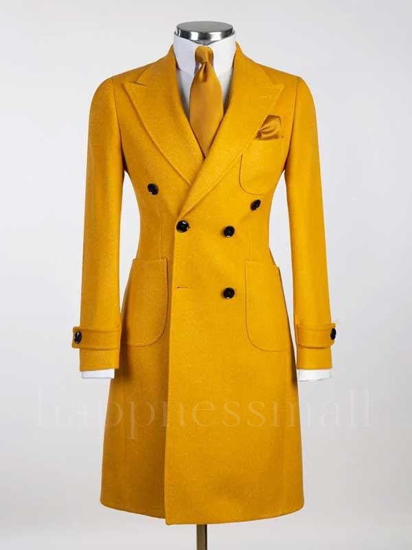 Yellow Double Breasted Men’s Coat