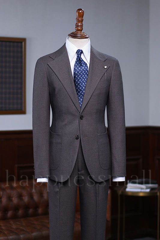 Maverick Coffee Formal Notched Lapel 2 Buttons Bespoke Business Suit