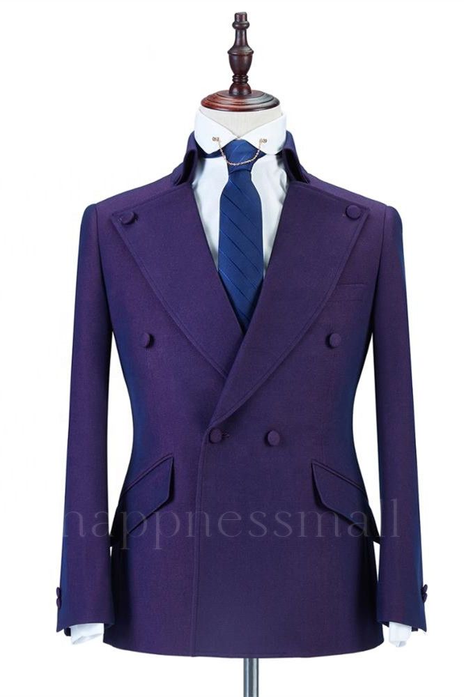 Latest Design Peaked Lapel Double Breasted Fashion Men Suits