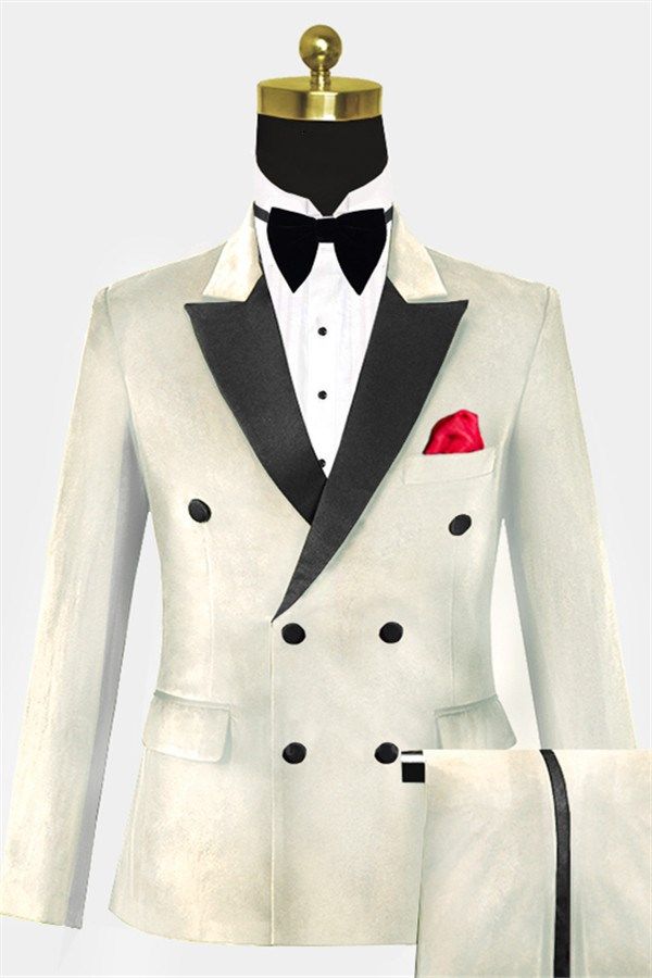 Jaxon Newest Ivory Two Pieces Velvet Men Suit | Four Buttons Formal Menswear with Pants