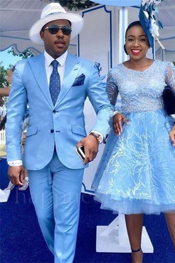 Huxley Stylish Blue Peaked Lapel Two-Piece Mens Prom Suits