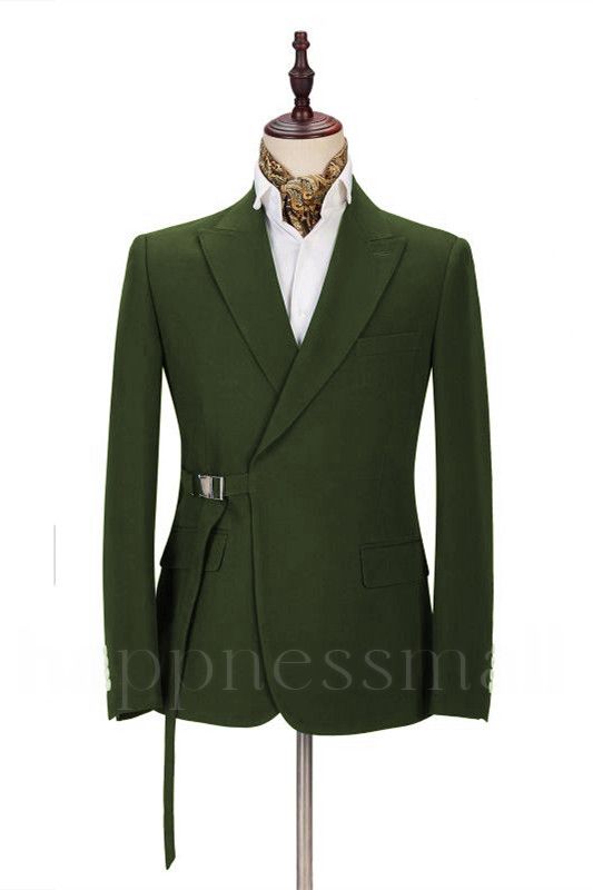 Fashion Bespoke Peaked Lapel Men Suits With Adjustable Buckle for Prom