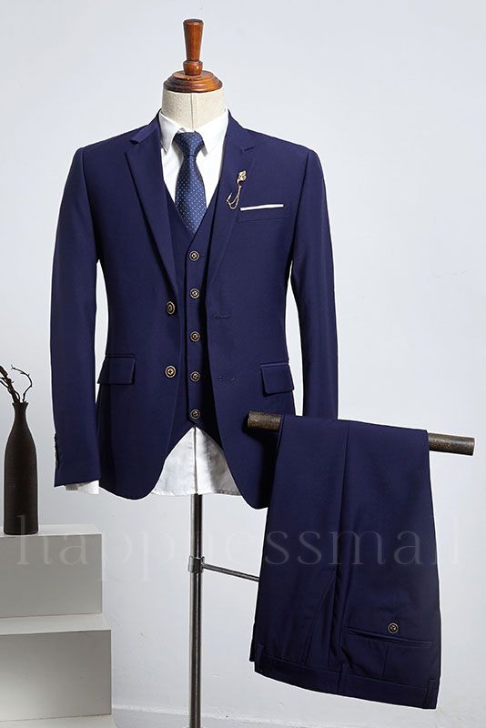 Mason New Arrival Dark Blue Notched Lapel 2 Button Slim Fit Business Suit
