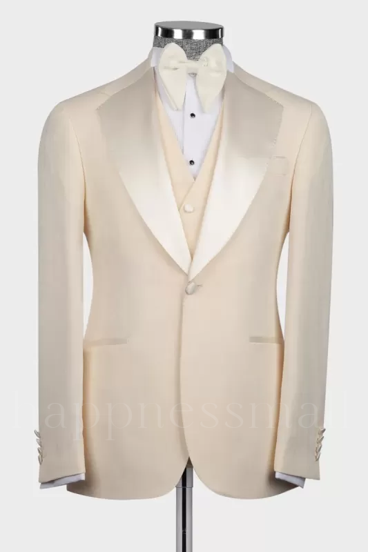 Popular Champagne Notched Lapel Three Pieces One Button Prom Suit | Happnessmall