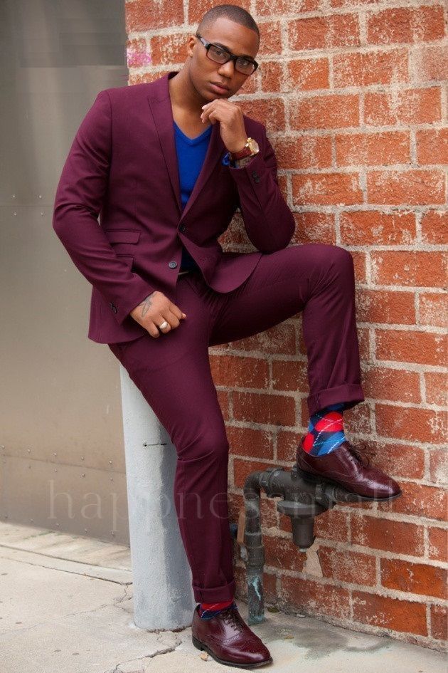 Irene Stylish Solid Color Peaked Lapel Close Fitting Prom Men Suits