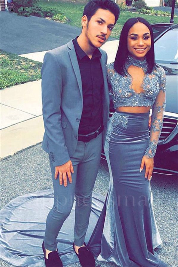 Griffin Simple Blue Slim Fit Notched Lapel Prom Mens Suit