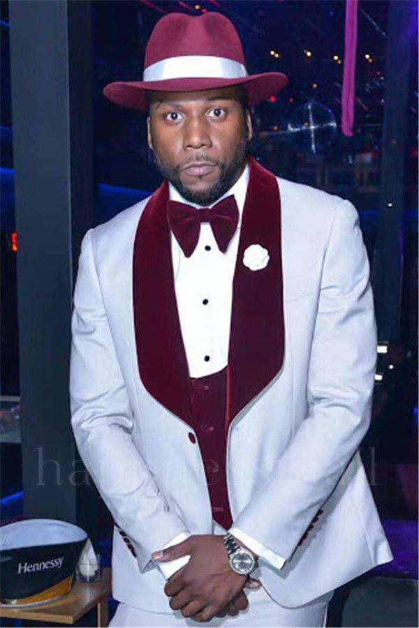 Maddox Cream One Buttons Shawl Lapel Three Piece Wedding Suits for Men