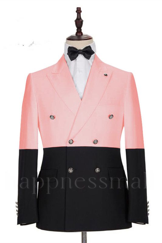 Unique Pink Double Breasted Slim Fit Fashion Men Suits for Prom