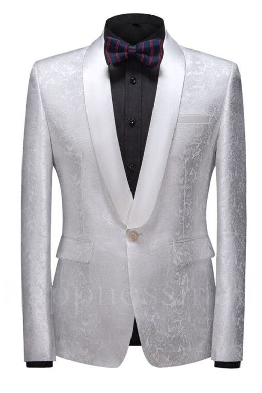Nico Elegant White Slim Fit Shawl Lapel One Button Wedding Tuxedo