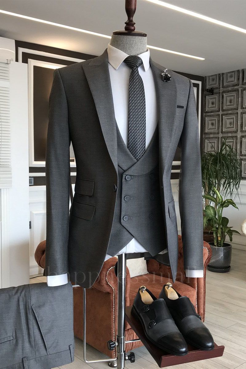 Frostfire New Arrival 3-Pieces Peaked Lapel Double Breasted Waistcoat Formal Menswear