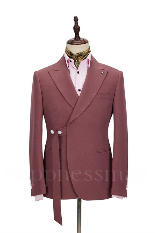Glamorous Bespoke Peaked Lapel Slim Fit Prom Men Suits with With Adjustable Buckle