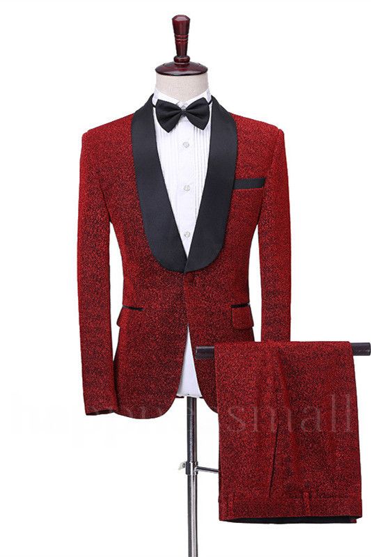 Harper Custome Red Shawl Lapel One Button Slim Fit Men Suits Online