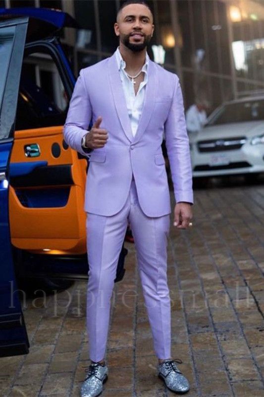 Popular Purple Two Pieces Close Fitting Men Prom Suits | Happnessmall