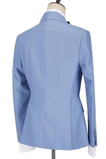 New Arrival Blue Slim Fit Peaked Lapel Ruffles Fashion Prom Men Suits With One Side Button_2
