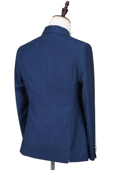 Classical Dark Blue Peaked Lapel Double Breasted Formal Men Suits_2