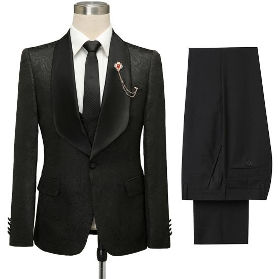 Advanced Black Jacquard Shawl Lapel Wedding Suits | Prom Suits_5