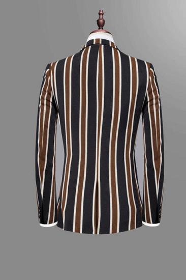 Stylish Black Striped One Button Men Suits for Prom | Happnessmall_2