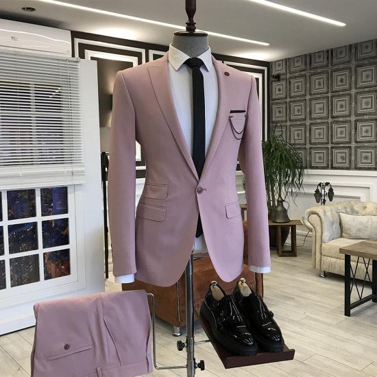 Fashion Pink Peaked Lapel 3 Flaps Prom Suits For Men | Happnessmall_2