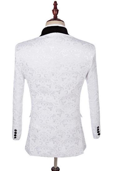 Harper White Fashion Jacquard Shawl Lapel Three Pieces Wedding Suits_2