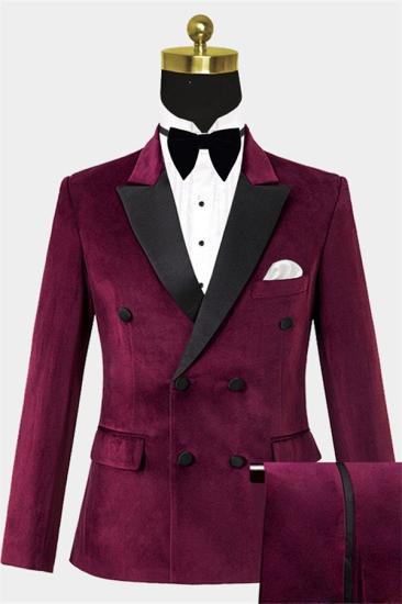Orion Classic Burgundy Velvet Prom Suits for Men | Notched Lapel Men Suits_1