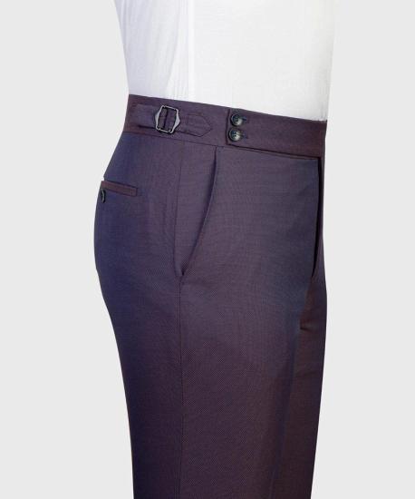 Modern Dark Purple  Peaked Lapel 3-pieces Men Suits For Business | Happnessmall_6