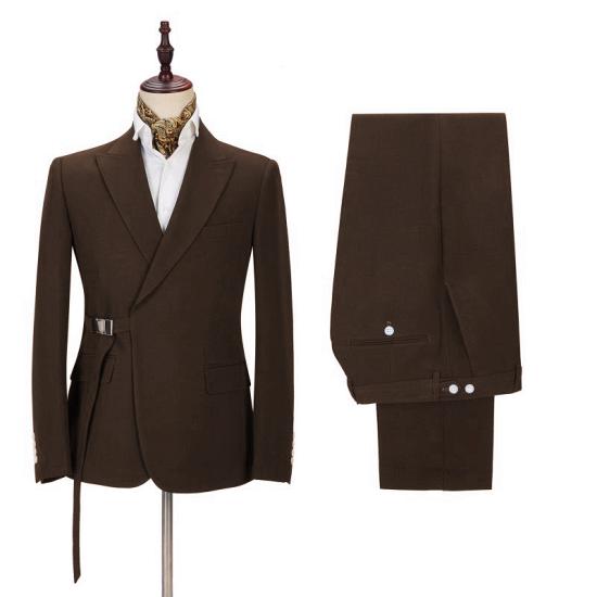 Advanced  Peaked Lapel Best Fitted Men Suits With Adjustable Buckle_2