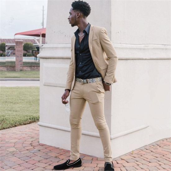 Lachlan Simple Khaki Slim Fit Two Piece Men Suit_2